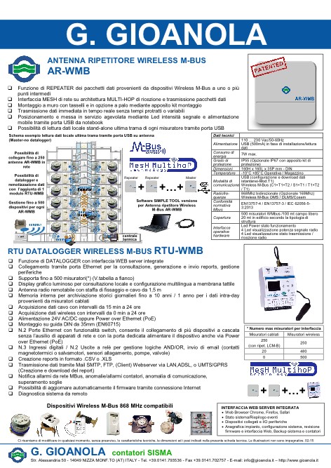 Gioanola - 目录 Antenna ripetitore wireless M-BUS AR-WMB