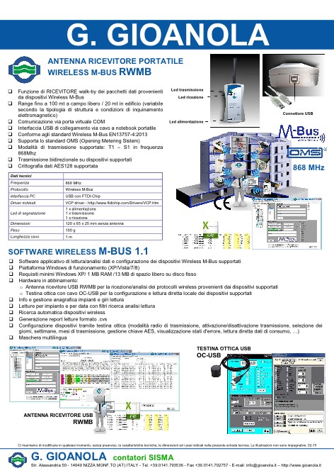 Gioanola - 目录 Antenna ricevitore portatile wireless M-BUS RWMB