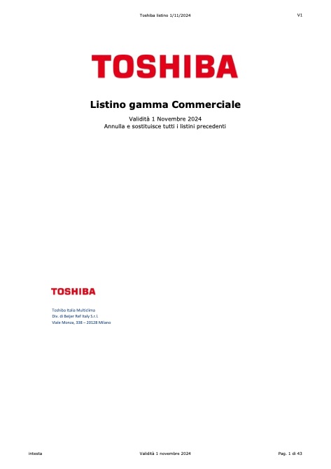 Toshiba Italia Multiclima - 价目表 Gamma Commerciale