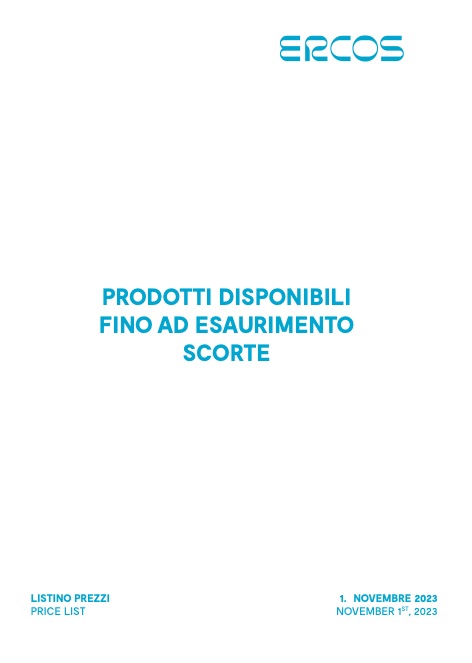 Ercos - 价目表 PRODOTTI DISPONIBILI FINO AD ESAURIMENTO SCORTE