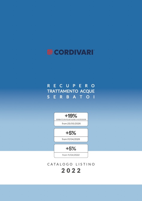 Cordivari - Listino prezzi Recupero - Trattamento acqua - Serbatoi