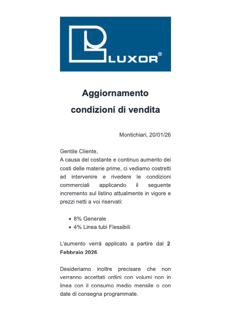 Luxor - Preisliste Aumento Prezzi